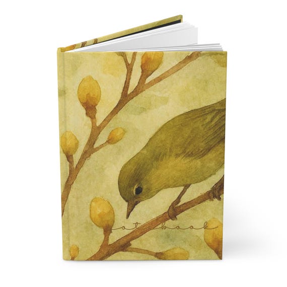 Watercolor Yellow Warbler Hardcover Journal | Bird Nature Notebook