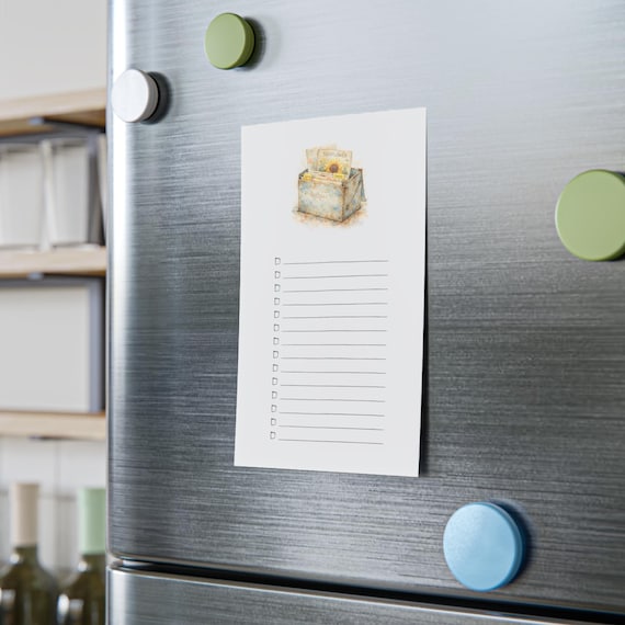 Vintage Recipe Box Watercolor Note Pad | Checklist To-Do List Notepad