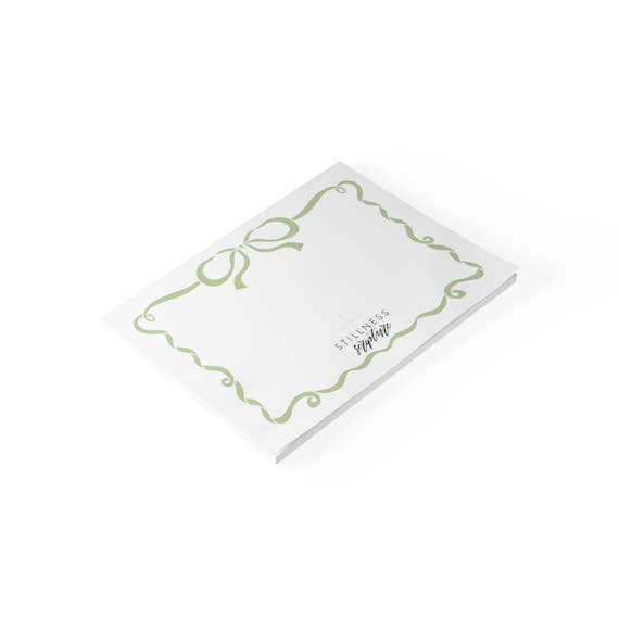 Green Bow Frame Post-it Note Pad | Stillness Scripture Devotion Sticky Notes