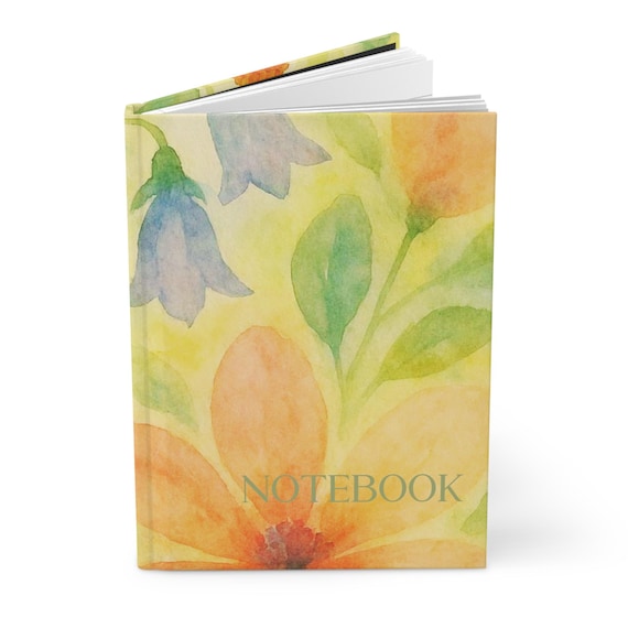 Watercolor Yellow Orange Wildflowers Hardcover Journal | Floral Notebook