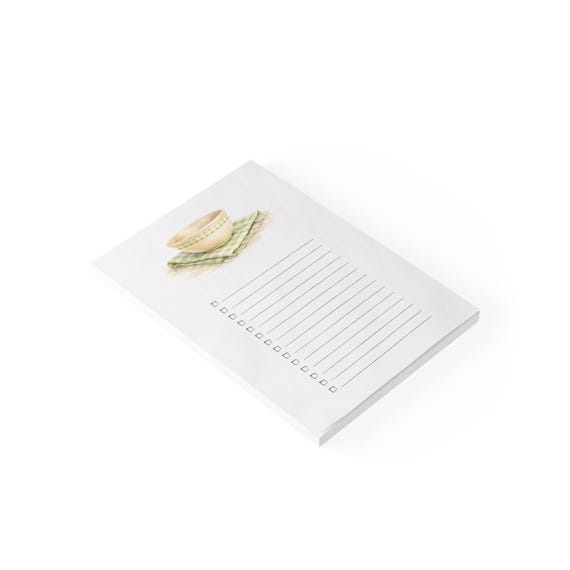 Mixing Bowl and Kitchen Towel Checklist Notepad | Kitchen To-Do List Post-it Note Pad