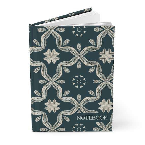 Navy Cream Geometric Tile Pattern Hardcover Journal | Notebook