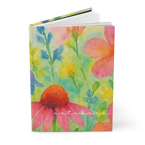 Watercolor Wildflowers Hardcover Journal | Floral Notebook, Bright Garden Art
