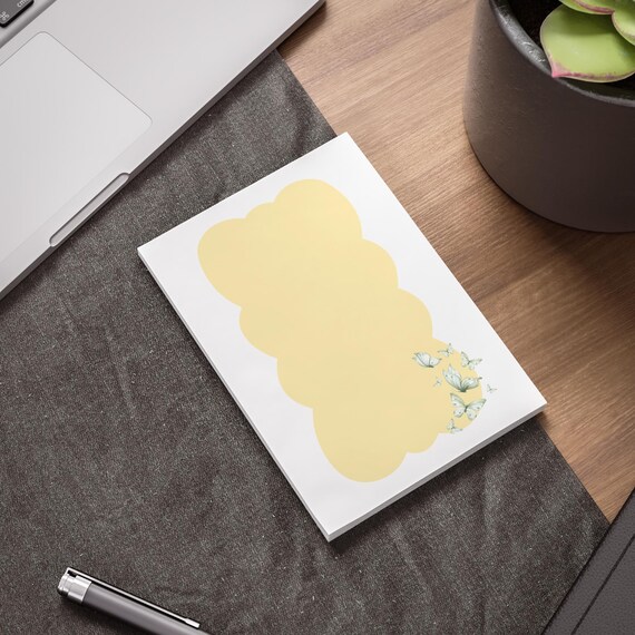 Yellow Scalloped Notepad with Butterflies | Post-it Sticky Notes
