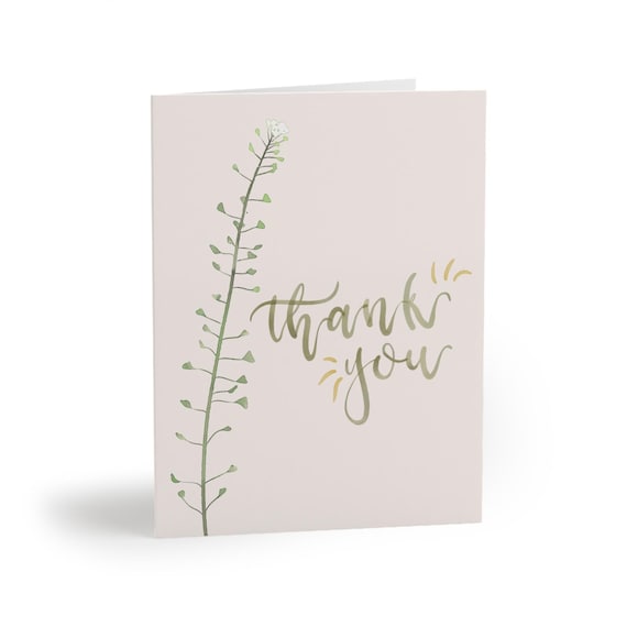 Green Leaf Thank You Cards Greeting Card set | Blank Inside, 8/16/24 pcs