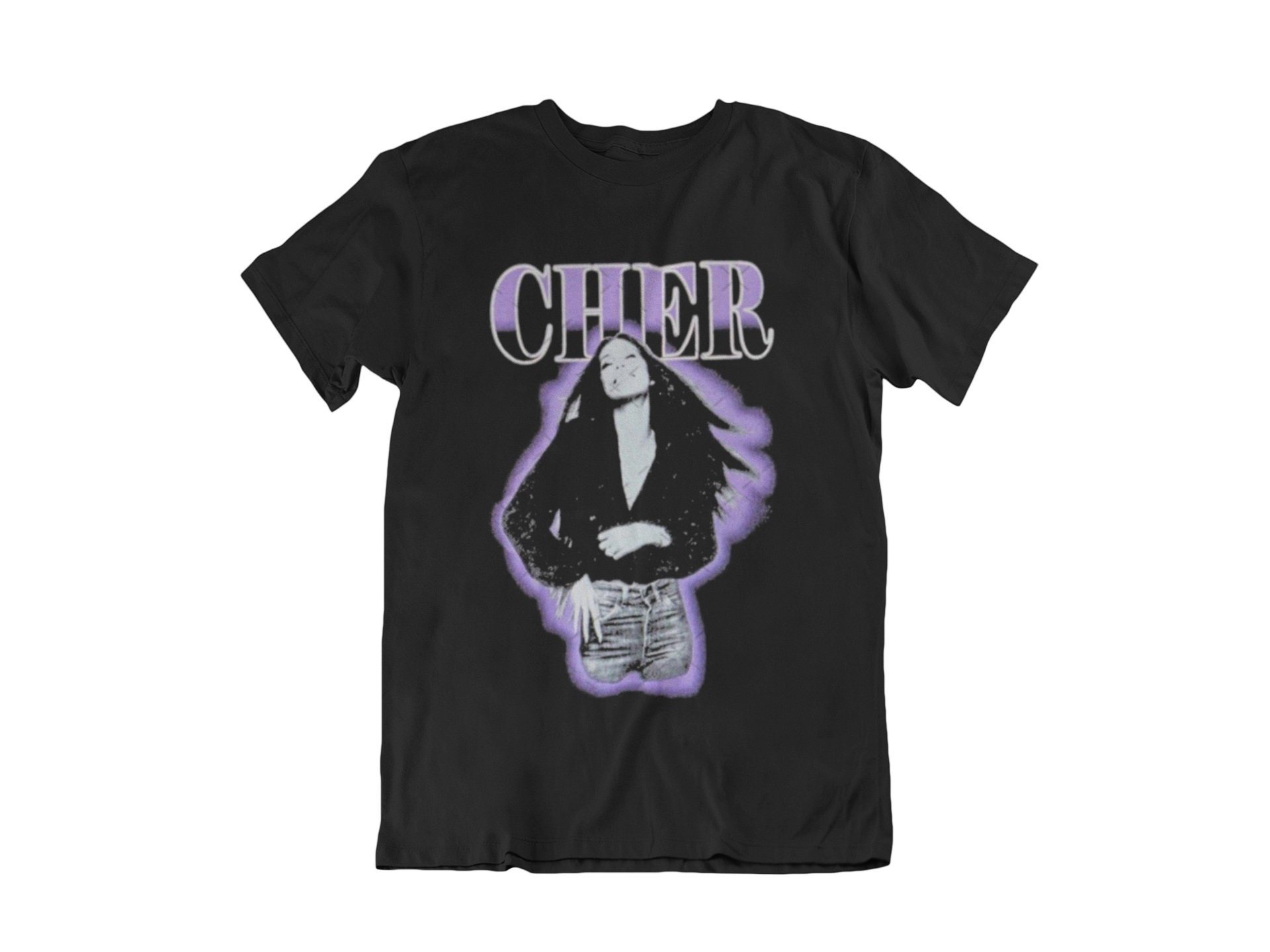 Cher T-shirt - Vintage Cher Purple Outline T-shirt
