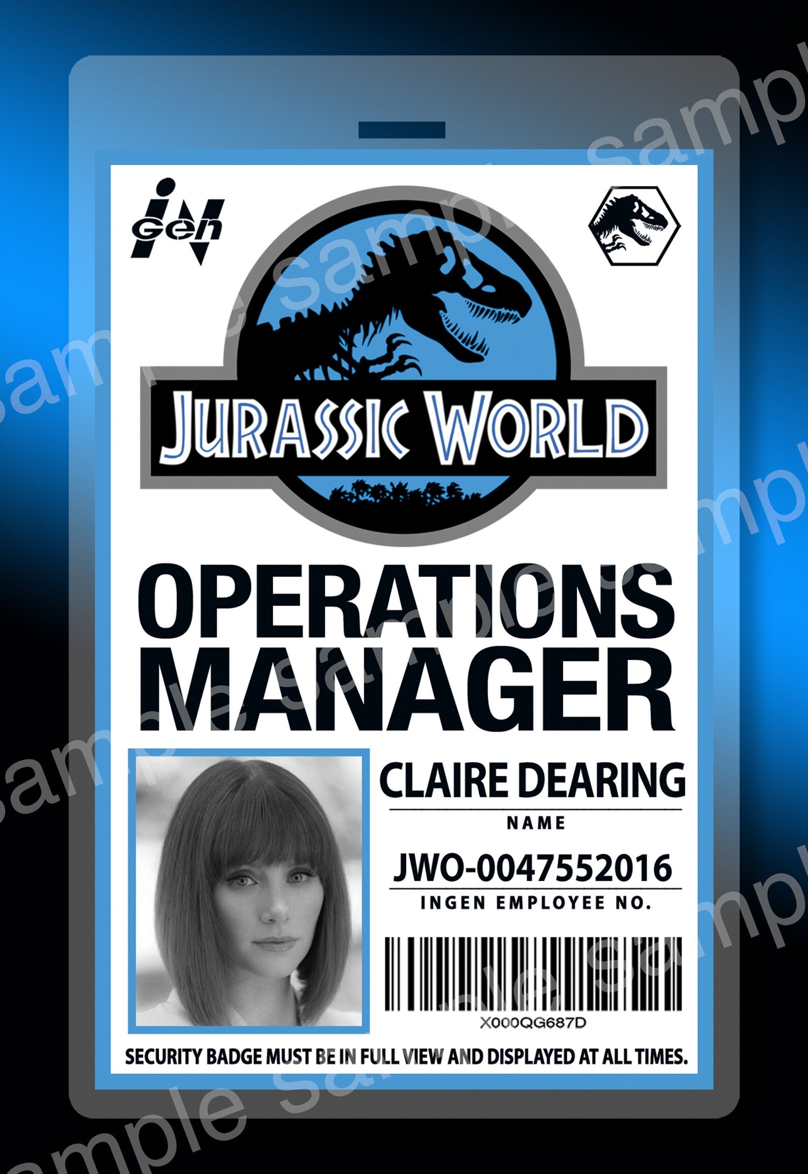 Jurassic World Claire Dearing Employee ID Replica 3 x | Etsy