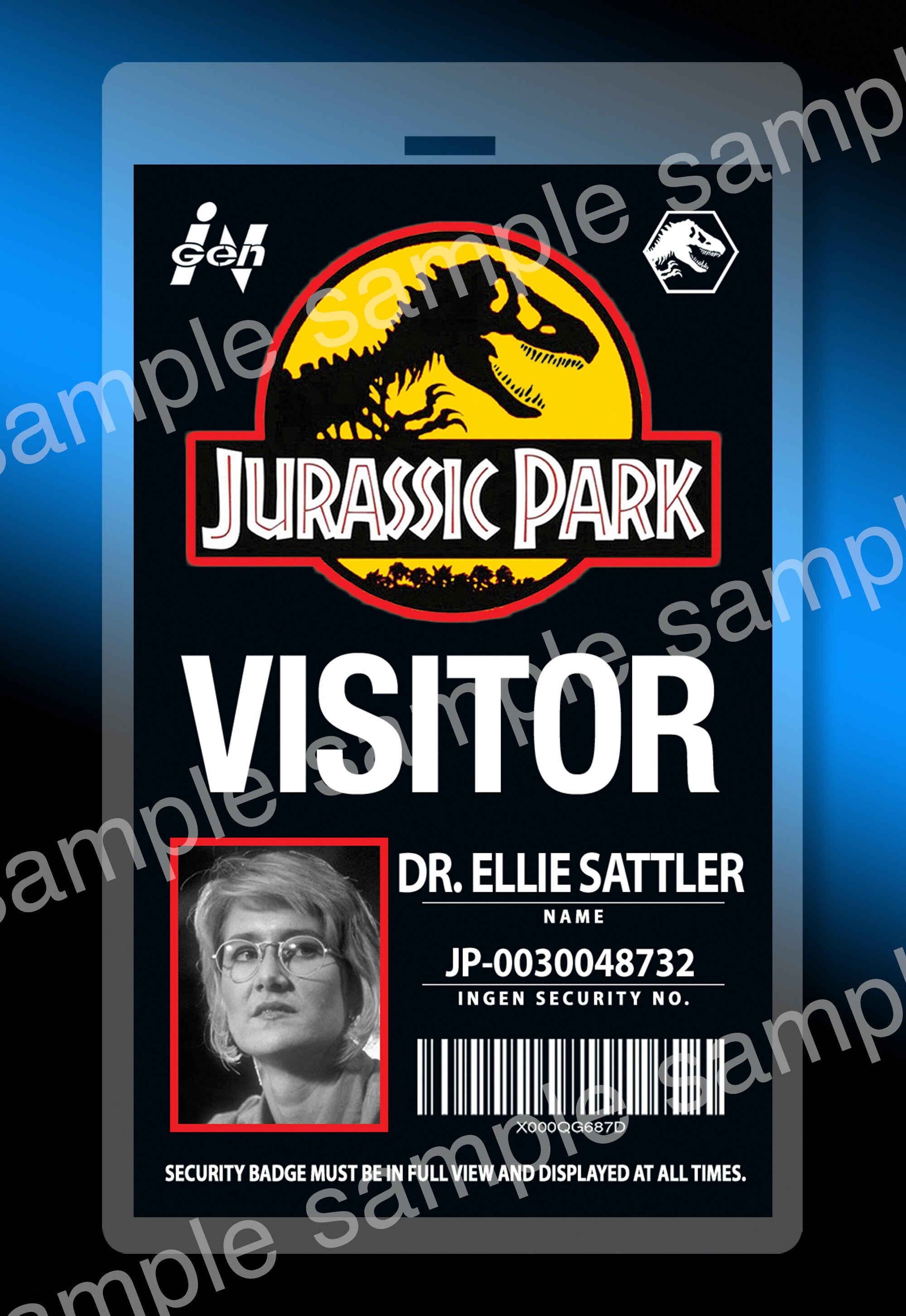 Jurassic Park Ellie Sattler Visitor ID Replica 3 X | Etsy