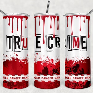 True Crime Lover Walentynkowy prezent Skinny Tumbler, 20 uncji z pokrywką i słomką, prezent dla niej z serialu kryminalnego, kubek dla fana horrorów, kubek Crime Junkie