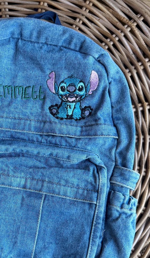 Custom Embroidered Lilo and Stitch Denim Backpack for Kids  display picture 2