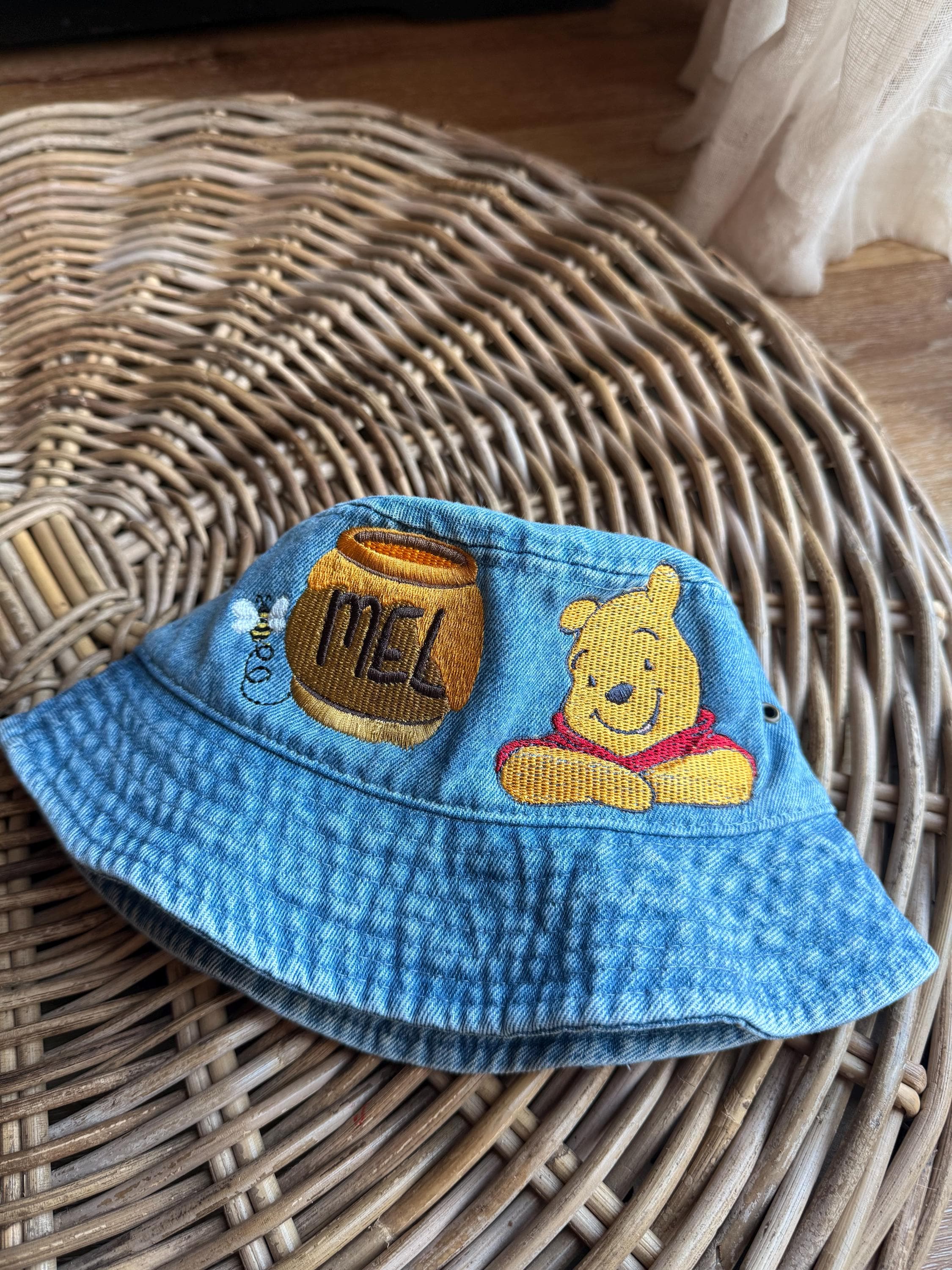 Winnie the Pooh Embroidered Kids Denim Bucket Hat - Etsy display picture 3