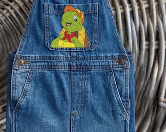 Franklin The Turtle Denim Embroidered Overalls For Kids | Toddler | 90s nostalgia
