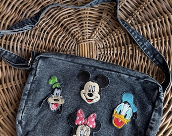 Embroidered Mickey And Friends Denim Crossbody Bag | Minnie | Donald Duck | Goofy