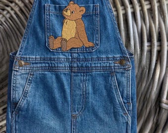 Little Bear Embroidered Denim Overalls For Kids | Toddler | Boys | 90s nostalgia