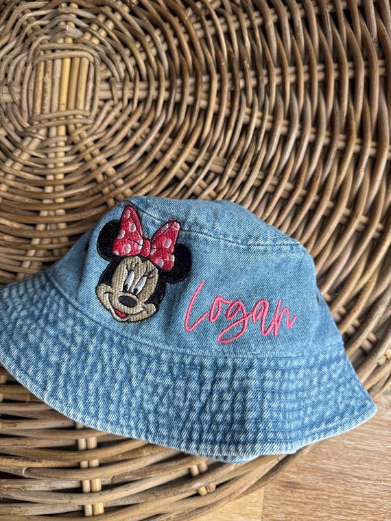 Custom Embroidered Minnie Mouse Denim Bucket Hat