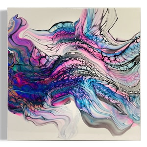 Peinture acrylique sur bois / Peinture d’art fluide / Peinture abstraite / Peinture pour / Peinture sur mesure / Décoration intérieure / Art mural / 12x12 / Toile de bois