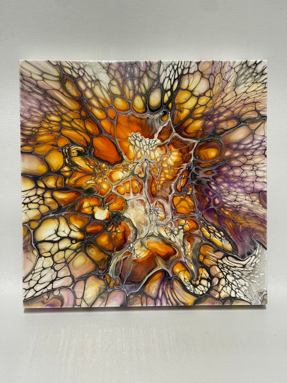 Acrylic Painting on Wood/ Fluid Art Painting/ Abstract Painting