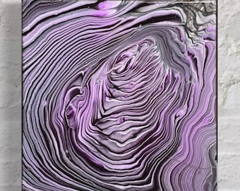 Pintura acrílica sobre lienzo / Pintura de arte fluido / Pintura abstracta / Pintura original / Pintura personalizada / Pintura del anillo del árbol / 12x12 / Púrpura