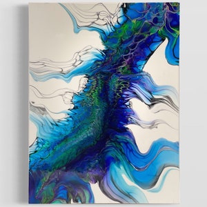 Peinture acrylique sur bois / Décoration intérieure / Art mural / Peinture d’art fluide / Peinture abstraite / Peinture pour / Peinture personnalisée / 12x16 / Glisser / Bois