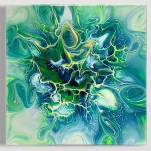 Acrylic Painting on canvas/ Home Decor/ Wall Art/ Fluid Art painting/ Abstract painting/ Pour painting/ Custom painting/ 12x12/ Bloom