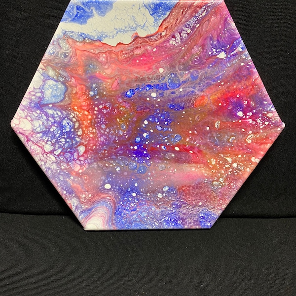 Acrylic Painting on canvas/ Fluid Art/ Abstract painting/ Original painting/ Hexagon Swipe