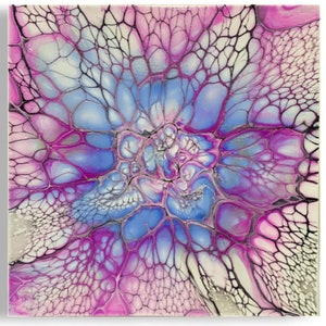 Acrylic Painting on Wood/ Fluid Art painting/ Abstract Painting/ Pour Painting/ Custom Painting / Home Decor/ Wall Art/ 8x8/ Wood Canvas