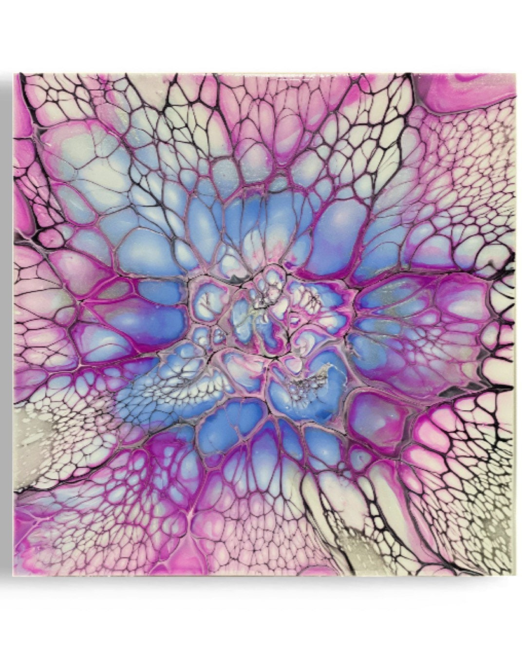 Acrylic Painting on Wood/ Fluid Art painting/ Abstract Painting/ Pour Painting/ Custom Painting / Home Decor/ Wall Art/ 8x8/ Wood Canvas