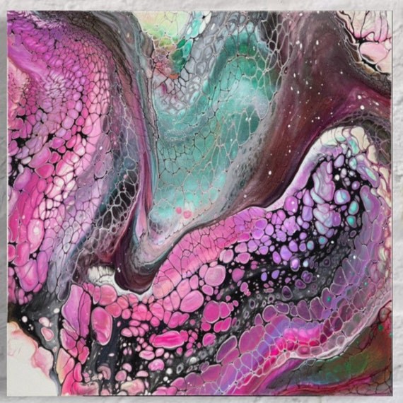 Acrylic Painting on Wood/ Fluid Art Painting/ Abstract Painting