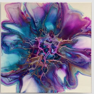 Acrylic Painting on canvas/ Fluid Art painting/ Abstract Painting/ Pour Painting/ Custom Painting/ Home Decor/ Wall Art/ 12x12/ Deep Edge
