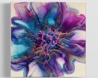 Acrylic Painting on canvas/ Fluid Art painting/ Abstract Painting/ Pour Painting/ Custom Painting/ Home Decor/ Wall Art/ 12x12/ Deep Edge