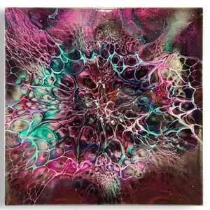 Peinture acrylique sur bois/ Peinture d'art fluide/ Peinture abstraite/ Pour peinture/ Peinture personnalisée/ Décoration d'intérieur/ Art mural/ 8x8/ Changement de couleur