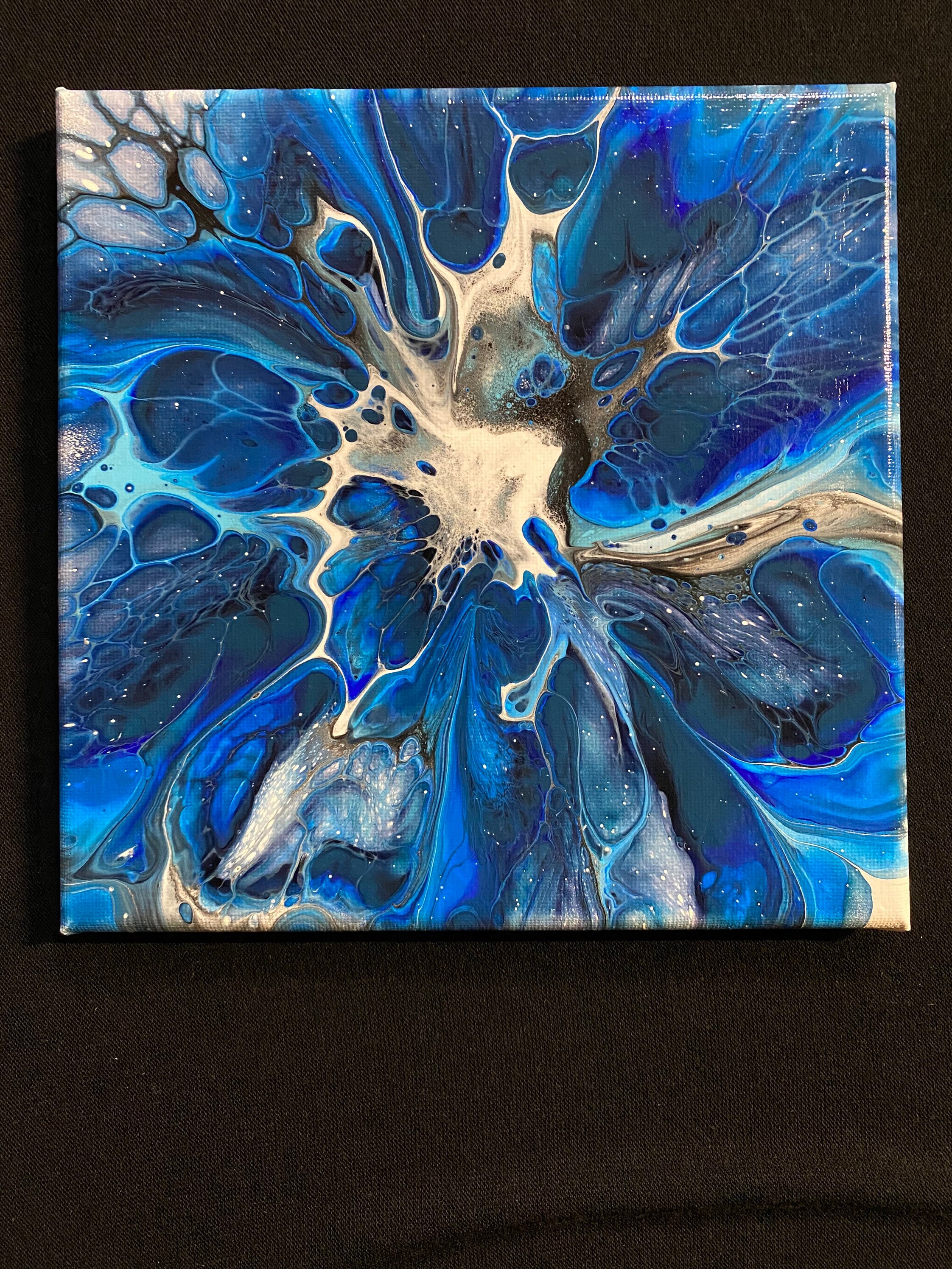 Beautiful Blue Acrylic Painting set of 2 Etsy