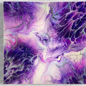 Acrylic Painting on Wood/ Fluid Art painting/ Abstract Painting/ Pour Painting/ Custom Painting/ Home Decor/ Wall Art/ 12x12