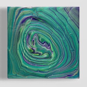 Peinture acrylique sur bois / Peinture d’art fluide / Peinture abstraite / Peinture pour / Peinture personnalisée / Décoration intérieure / Art mural / 6x6 / Toile de bois