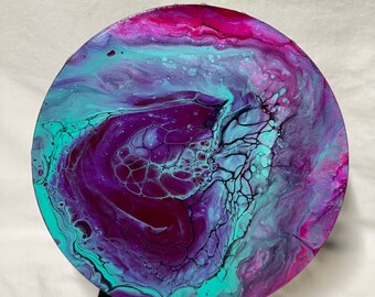 Fluid Art/ Acrylic Painting on canvas/ Fluid Art painting/ Abstract painting/ Original painting/ Custom painting/ 12 inch round