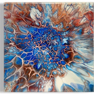 Acrylic Painting on canvas/ Fluid Art painting/ Abstract Painting/ Pour Painting/ Custom Painting/ Home Decor/ Wall Art/ 12x12/Bloom style