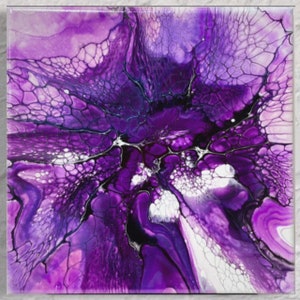Acrylic Painting on canvas/ Fluid Art painting/ Abstract painting/ Original painting/ Custom painting/ 10x10/ Purple