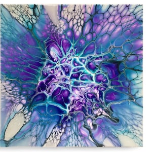 Peinture acrylique sur bois / Peinture d’art fluide / Peinture abstraite / Peinture pour / Peinture personnalisée / Décoration intérieure / Art mural / 8x8 / Toile de bois