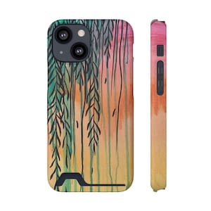 Étui de portable, porte-cartes d'art original, motif floral, cadeau pour elle, accessoires iPhone, coque Samsung Galaxy, coque d'iPhone