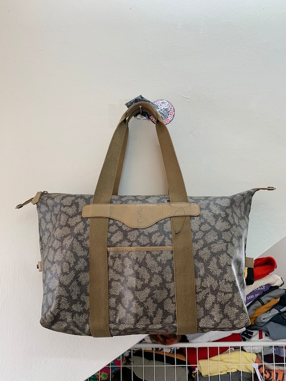 Yves Saint Laurent Authentic Vintage PVC Canvas Giraffe Pattern Travel Bag Totebag Rare Etsy