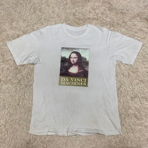 Taille M : Leonardo Da Vinci potrait monalisa vintage Tshirt Tee T-shirt vintage rare (S-12)