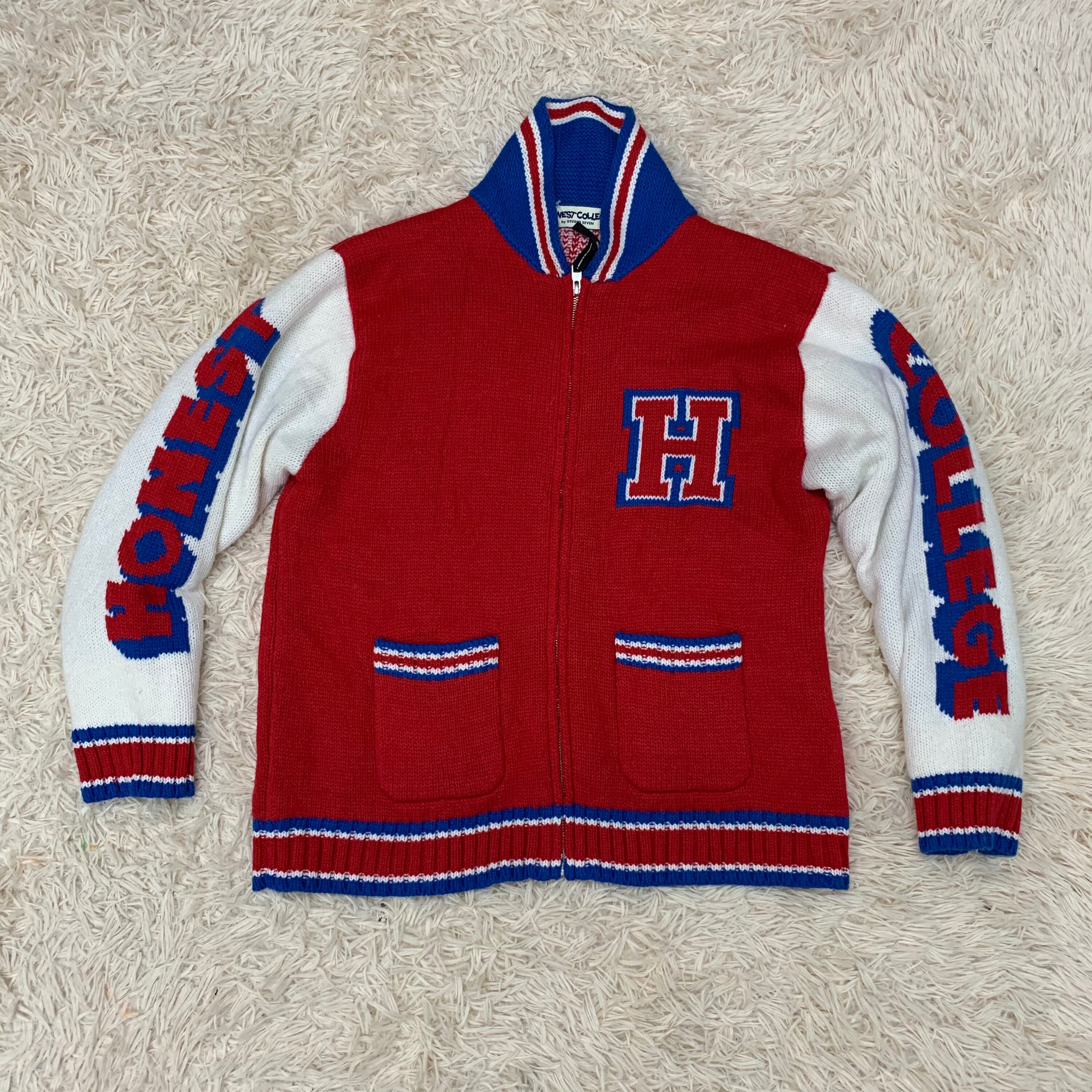 Honest College by Studio Seven Knitwear Varsity Jacket Rare