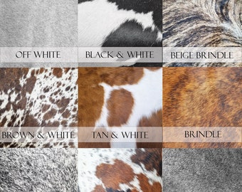 Genuine fur-on Cowhide Material Pieces/Swatch/Scrap in Various Colours 30 x 30cm (12" x 12") or 20 x 20cm (8" x 8") - **SALE 40% OFF**