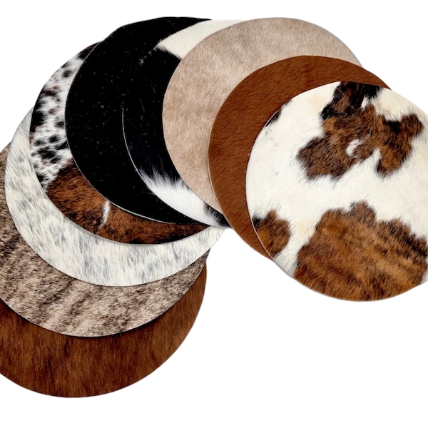 Di-cut round cowhide circles 12.5" diameter - Can be used as Cowhide Placemats