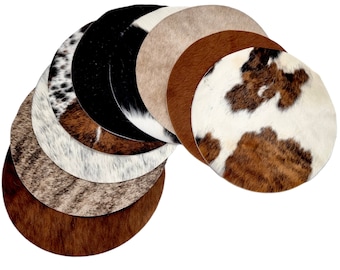 Di-cut round cowhide circles 12.5" diameter - Can be used as Cowhide Placemats