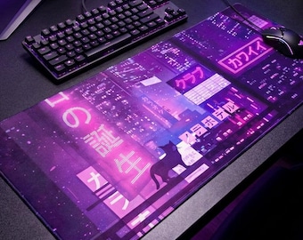 Extra Large Tokyo Cat Computer Desk Mat | Gaming Desk Pad