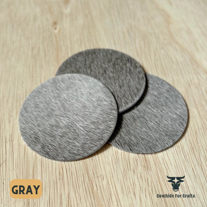 Cowhide coasters 50% OFF Genuine cowhide priced per coaster Huge variety of options, Handmade Gray