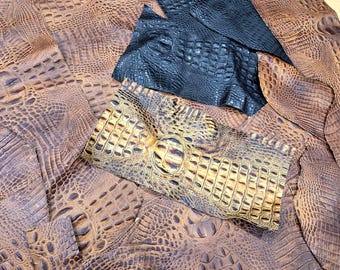 Huge Pack Mixed Croc Print Embossed Leathers | SOLD AS SEEN | Arts & Crafts Leather | 1.5kg