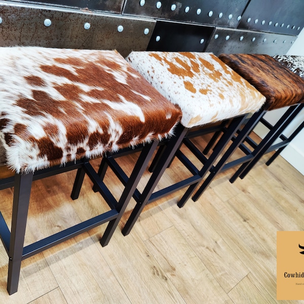 Bespoke custom-made cowhide bar stool - counter top, breakfast bar - FP -