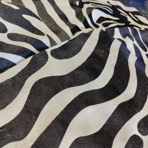 Genuine cowhide material Zebra Pattern - offcuts for arts and crafts